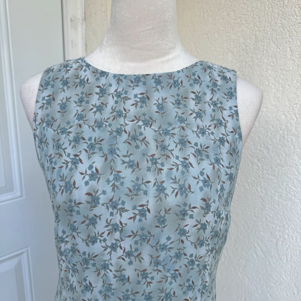 DONNA RICCO NY PETITES. Blue & Brown‎ floral,Sleeveless Shift Dress. Lined.Sz 8P